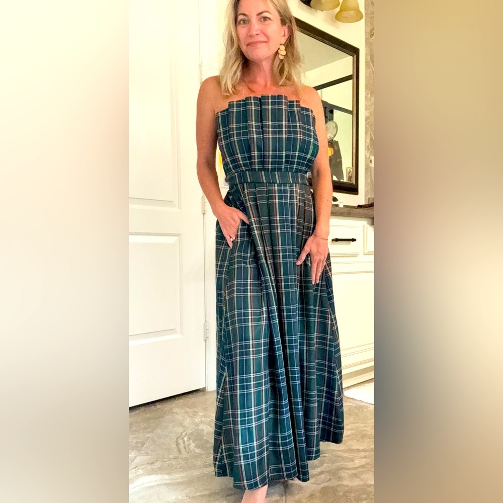 Plaid Strapless Maxi Dress